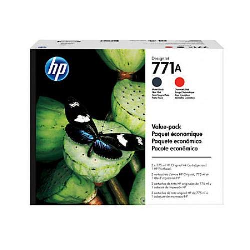 HP 771 Printhead/771A Matte Black/Chromatic Red Original Ink Cartridge Value Pack