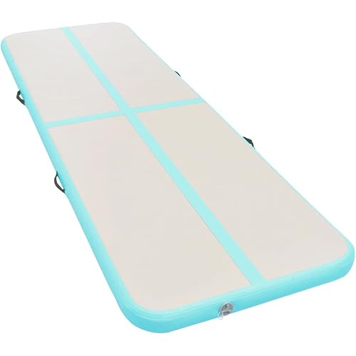 vidaXL Inflatable Gymnastics Mat with Pump 275.6"x39.4"x3.9" PVC Green