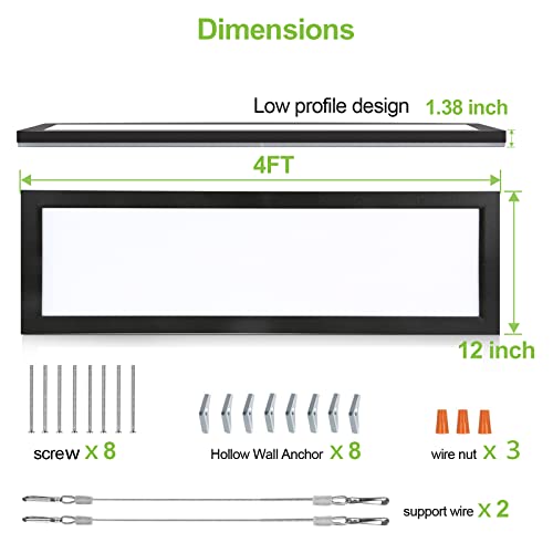 1X4 Ft 3Cct Led Flat Panel Flush Mount Light With Night Light, Orb, 4800Lm, 48W, 3000/4000/5000K Selectable, Dimmable Ultra Slim Edge-Lit Built-In Driver Surface Mount Ceiling Light For Kitchen 2 Pack #TOP6