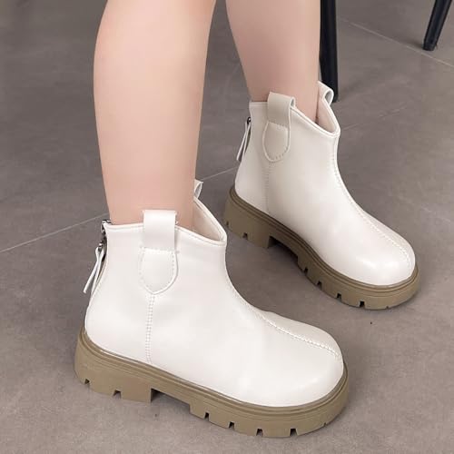 IWIHMIV Girls Ankel Boots with Zipper Thick Bottom Comfortable Toddler Non Slip Short Booties with Back Zipper4