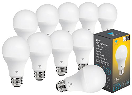 Triangle Bulbs (Pack of 10) 12 Watt A19 LED Bulb, 75 Watt Incandescent Bulbs Replacement, 1055lm, Soft White, Dimmable,