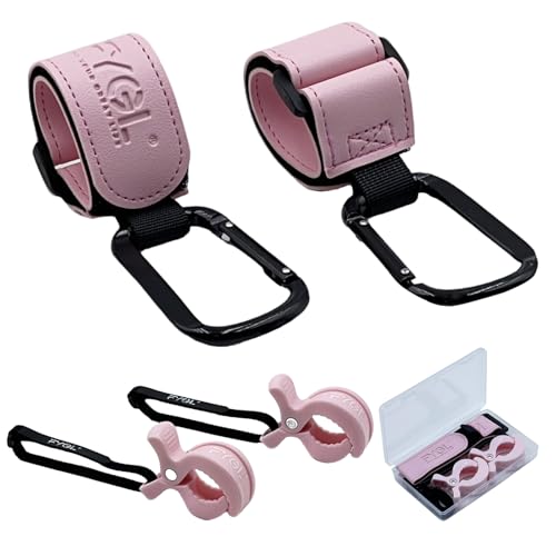 FYGL ブランケットクリップ セット ベビーカー用 2個ABSクリップ+2個PUレザーフック付き 延長ストラップと透明収納ケース付属 6点セット 落下防止 - ライトピンク
