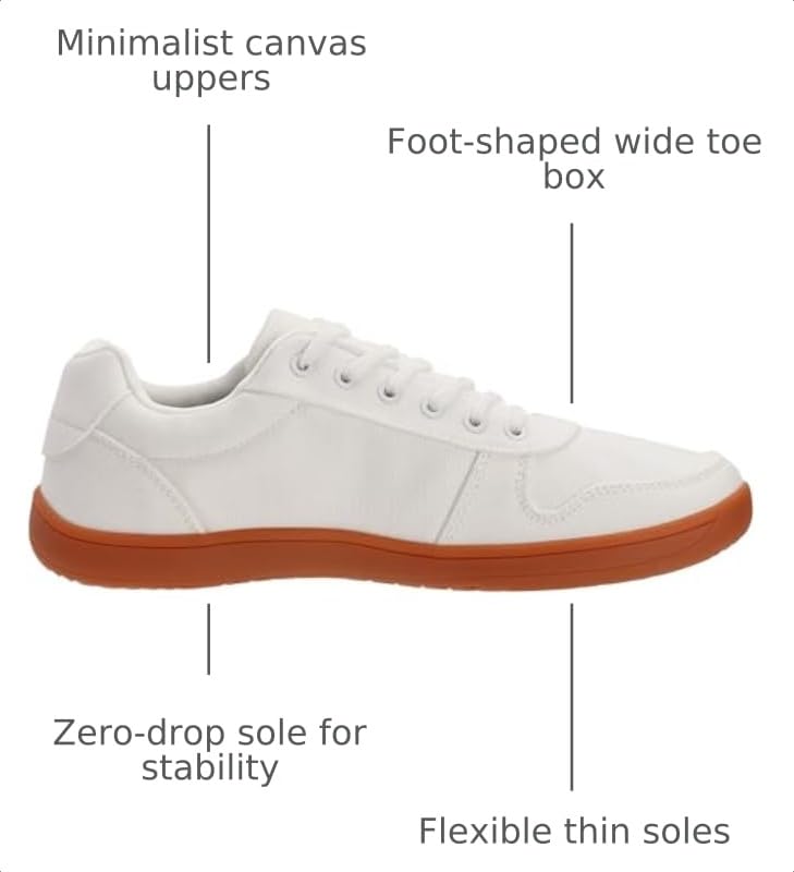 Image of WHITIN Women's Minimalist Barefoot Shoes Wide Toe Box W882 | Natural Toe Freedom, Zero Drop Balance, Flexible Thin Sole, Lightweight Canvas Comfort, Daily Walking