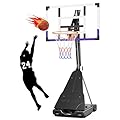 TONBUX Basketball Hoop Outdoor 44 Inch Shatterproof PC Backboard, 5.25-10FT Stepless Adjustable Height, Portable Basketball Hoop for Kids/Teens/Adults in Backyard, Driveway and Indoor