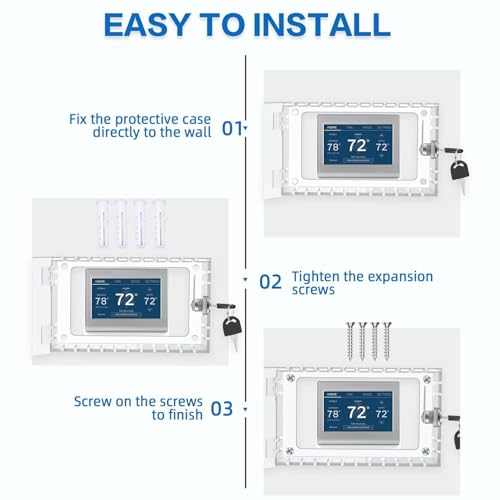 Large Thermostat Guard, Thermostat Lock Box with Key, Clear Thermostat Cover for Thermostat On Wall, 18x10x5 cm, Universal Home Locking Thermostat Guard - Thumbnail 4