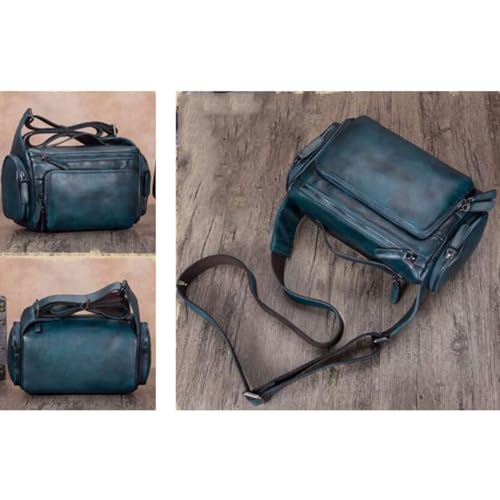 Genuine Leather Shoulder Bags Mens Messenger Bags Crossbody Bags Waist Packs Travel Bags Casual Daypacks 11Inch(Blue)2