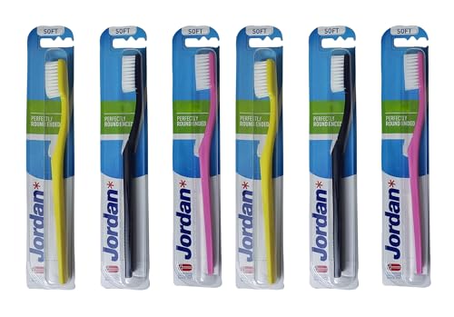 Image of Jordan Manual Toothbrush Soft Bristles BPA Free Ergonomic Design Imported Brush gentle to Teeth & Gums For Adults & Youths (Assorted colour) (Pack Of 12)