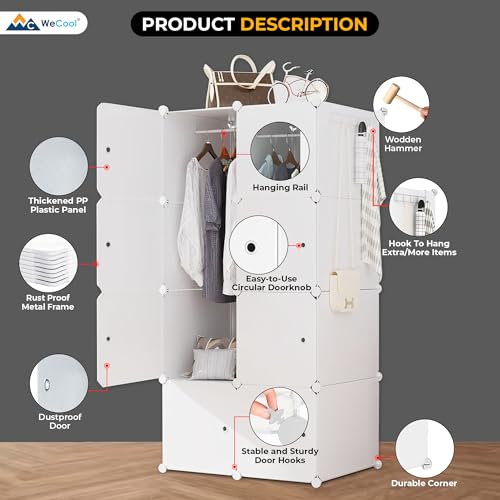 Image of CoolLeaf Plastic Wardrobe for Bedroom, 8-Doors Baby Cupboard for Bedroom, Collapsible Wardrobe for Kids, Durable, Portable Almirah Plastic for Baby Clothes /Toys,Fitting for Kids Room, Nursery-White