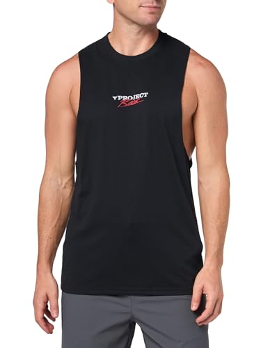 Under Armour Mens Project Rock Tank, (001) Black/White/Racer Red, S