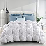 puredown 800 Fill Power Heavyweight Goose Down Comforter, 700 Thread Count, 100% Cotton Fabric Cloud Fluffy Pinch Pleat Design Extra Warmth Duvet Insert for Winter Full/Queen Size