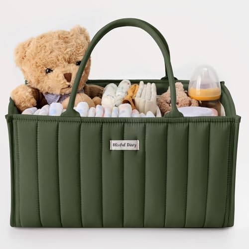 Blissful Diary Wickeltisch-Organizer, Wickelkorb für die Wickelstation, Stilvoller Wickelorganizer für Babybedarf, Unverzichtbares Geschenk zur Geburt und für die Baby-Wunschliste,