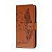 Produktbild GOGME Hülle für Google Pixel 4a 5G Handyhülle, Ziemlich Retro Geprägt Feder Muster Design PU Leder Buch Stil Brieftasche Flip Cover, Google Pixel 4a 5G Schutzhülle, Braun