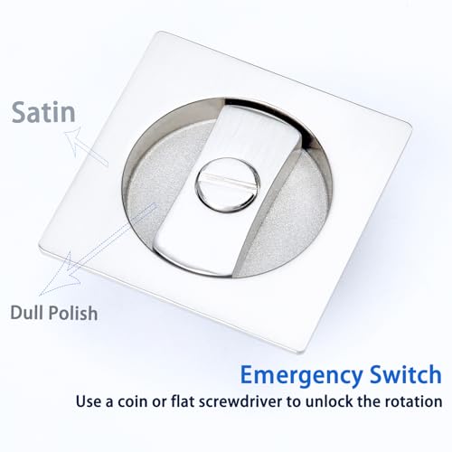 Dontay Pocket Door Privacy Lock, Flush Handles, 2-3/8" Backset, (Bed/Bath) Latch, Recessed Knob, Hardware for 1 3/8” to 2 3/16” Thickness Door (Excluding Edge Pull, Brushed Nickel, Square - 1 Pack) by Dontay - Used condition - Image 6