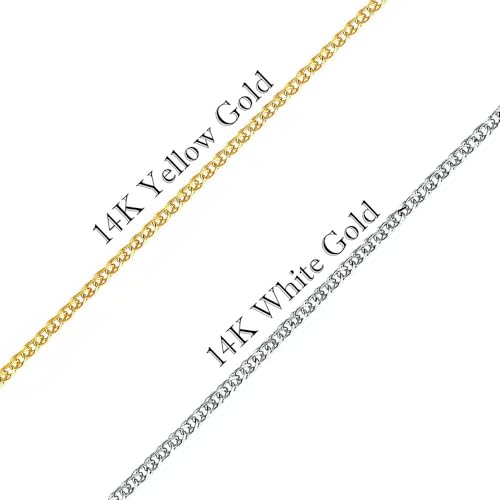 14k Real Yellow/White Gold Solid 1.55mm Flat Open Wheat Chain Necklace with Lobster Claw Clasp, Jewelry Gift for Women Men, 16-24 inch2