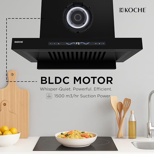 Image of KOCHE STARK 60 BLDC Chimney for Kitchen 60cm | 1500 m /hr Powerful Suction | Gesture & Touch Control | Auto Clean Filterless | 9+1 Turbo Speeds | Low Noise | 12 Years Warranty