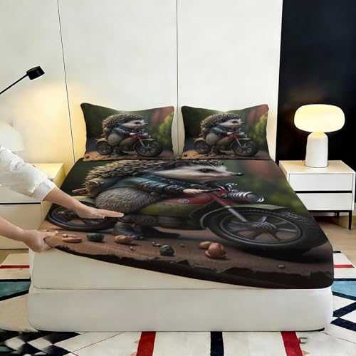 Drap-housse hérisson 3D 200x200cm en microfibre à grands bonnets de 25cm pour lit double