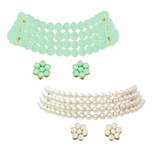 Image of Peora Traditional Maharani Haar Necklace with Earrings Bridal Jewellery Set Gift for Women