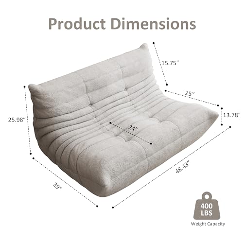 Image of Bean Bag Chairs for Adults, Memory Foam Reading Bean Bag Sofa Chair with Faux Fur Filler, Fireside Floor Gaming Chairs for Living Room, Bedroom and Office (Gray, Loveseat)