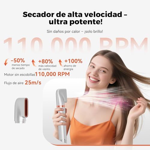 Moldeador pelo 6 en 110000W Kit de Secador y Peine Térmico con Accesorios para Rizar, Alisar y Secar, Ideal como Regalo para Mujeres - imagen 6