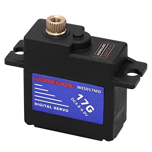 WOAEIUOS 17G RC Digital Servo, High Torque Waterproof Metal Gear Servo with Servo Horn for Axial SCX24 Car Boat Model Upgrade Parts