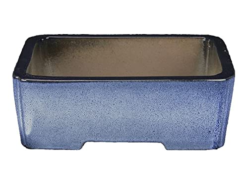 Geosism & Nature Vaso per bonsai rettangolare in gres smaltato blu 16,5x12x5 cm - YP23