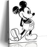 STUDIO HAVEN Mickey Mouse Canvas Wall Art, Cartoon Mouse Posters Black and White Picture Pop Wall Decor, Framed Prints for Living Room Bedroom Office Decor, 32x48Inch