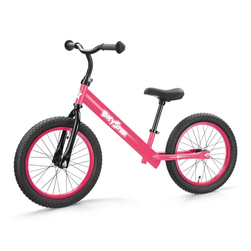 Image of bicystar 16 Inch Balance Bike for Kids 5-8, Air Rubber Tires, Pink