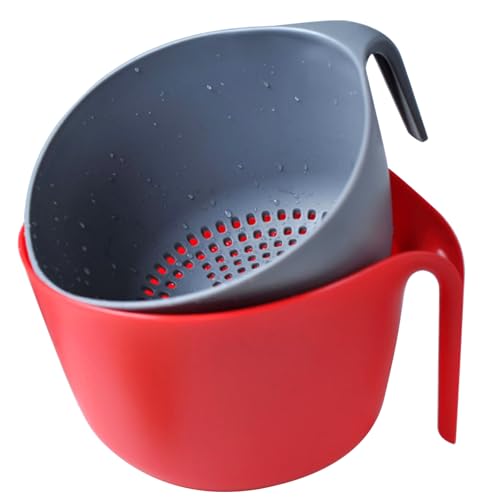 SCWBOEII 2 Pcs Plastic Mixing Bowls with Colander, 5qt -