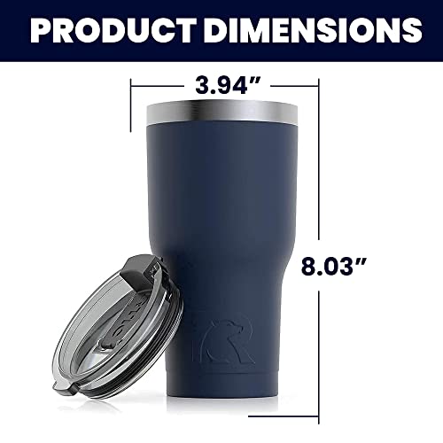 Rtic 20 Oz Insulated Tumbler Stainless Steel Coffee Travel Mug With Lid, Spill Proof, Hot Beverage And Cold, Portable Thermal Cup For Car, Camping, Navy #TOP1