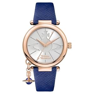 Vivienne Westwood Women’s Orb Pop Quartz Analogue Display Watch with Silver Dial and Blue Leather Strap VV006RSBL