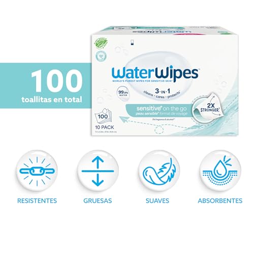 WaterWipes Sensitive+ Toalhitas de Viagem (Pack 10 x 10un)