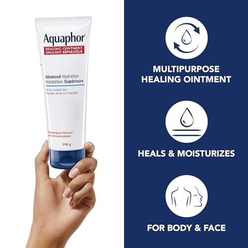 Aquaphor Healing Ointment, Multipurpose Ointment for Dry, Cracked Skin, Chafing, Cuticle Care, Fragrance Free, Non Greasy and Non Comedogenic Body Moisturizer, Dermatological Skin Care, 198g Tube - Image 3