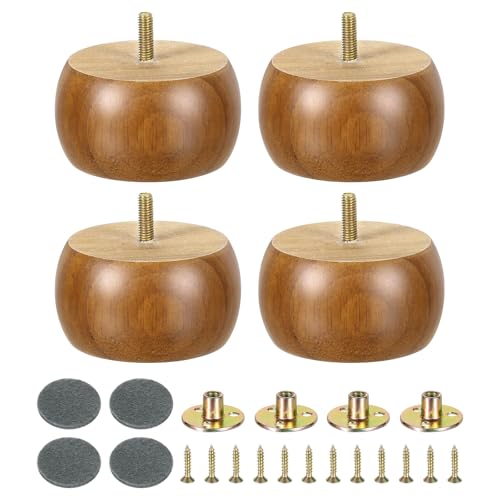 sourcing map 4Pcs Wood Furniture Leg, 1.97 Solid Wood Replacement Furniture Feet for Couch Sofa,Light Brown