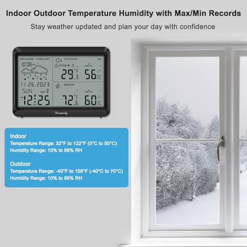 image for DreamSky Weather Station Indoor Outdoor Thermometer Wireless - Atomic 