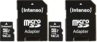 Intenso Premium microSDHC 16GB Class 10 UHS-I Speicherkarte inkl. SD-Adapter (bis zu 90 MB/s) schwarz (Packung mit 2) – Ansicht 1