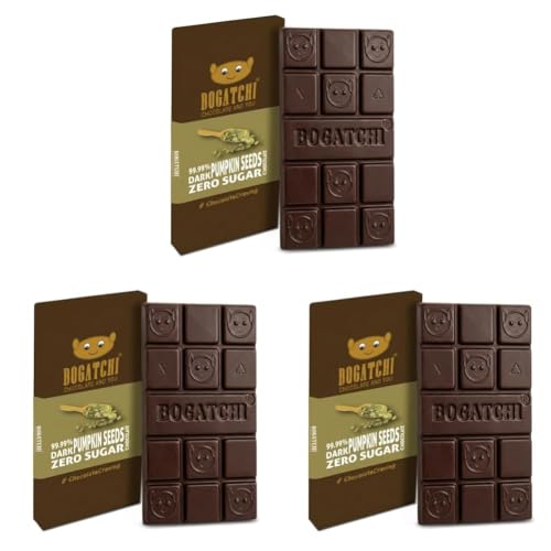 Image of BOGATCHI 99% Dark Chocolate| Pumpkin Seeds | Real Cocoa Intense Dark Chocolate, 60 gm (Pack of 3)