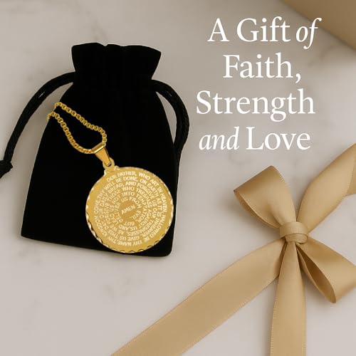 Steeltime Stainless Steel Lords Prayer Necklace with Simulated Diamonds3