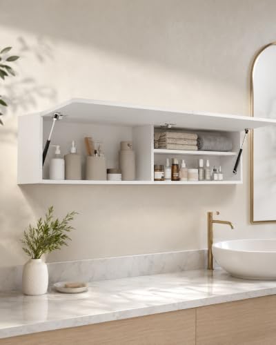 Amveya Pensile Bagno Sospeso 120 cm Bianco con Ripiano Regolabile
