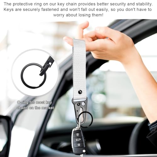 Image of Wevdn Car Key Chain, Fabric Metal Practical Multifunctional Motorcycle Keychain, Anti-Lost Keychain with O-Ring for Men Women (White)