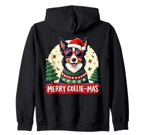 Merry Collie-mas Cute Border Collie Dog Christmas Holiday Sudadera con Capucha