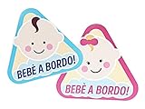  Due adesivi in vinile Bebè A Bordo/Bebè In Car - Lui & Lei - Etichetta Sticker Per I Bambini - Personalizzazione Auto