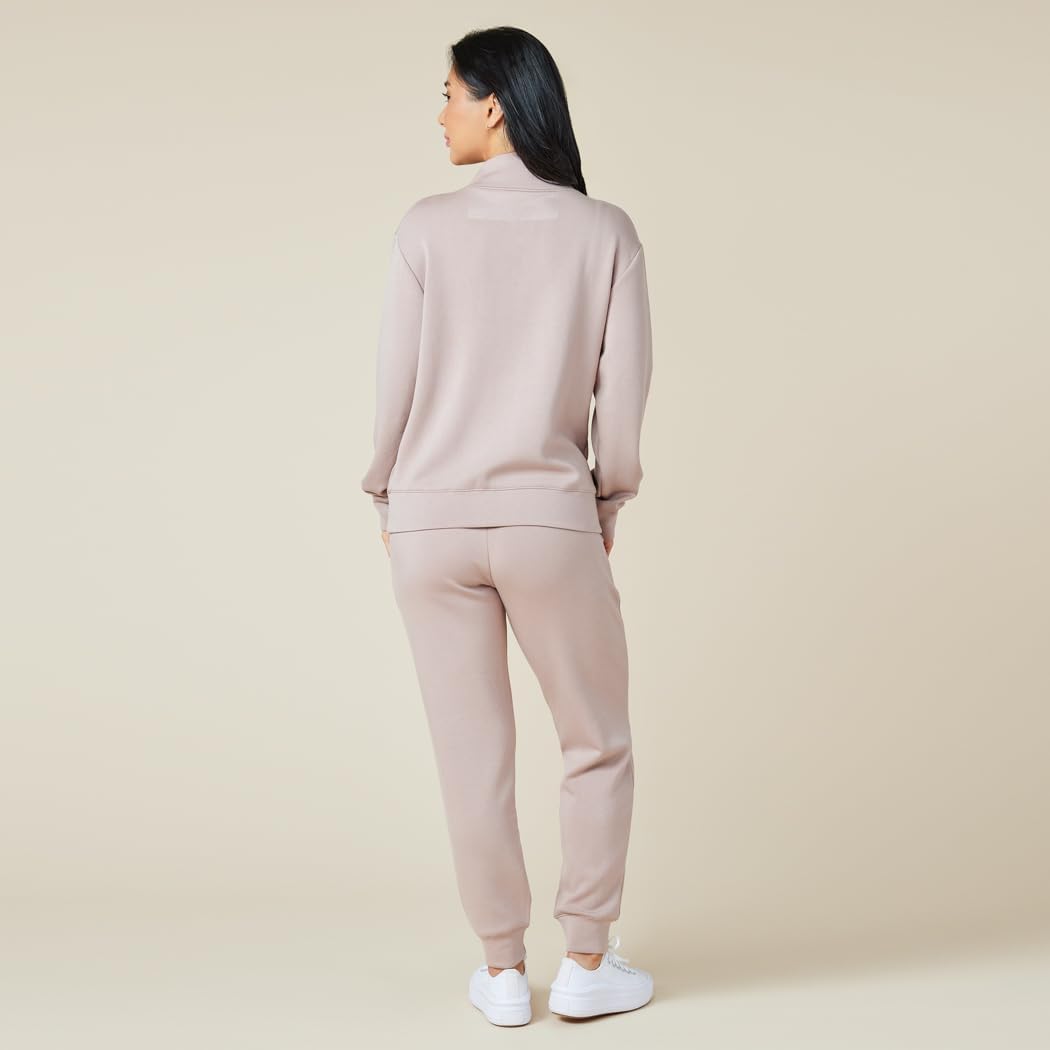 Softies Quarter Zip Jogger Lounge Set for Women Ultra Soft 2 Piece Loungewear with Zip Pullover Top and Jogger Pants - Image 2
