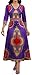 Purple African Attire for Women Sexy V Neck Casual Black History Long Sleeve Dashiki Dress Long Maxi Dresses