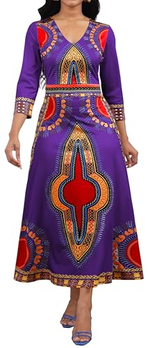 Image of VisiChenup African Print Dress for Women Casual Midi Dress