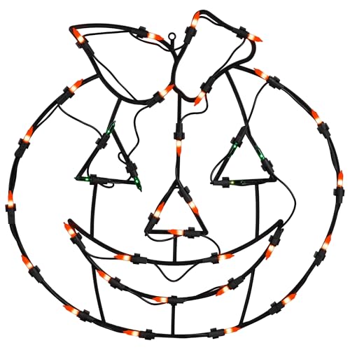 Northlight Lighted Jack-O-Lantern Halloween Pumpkin Window Silhouette Decoration, 14