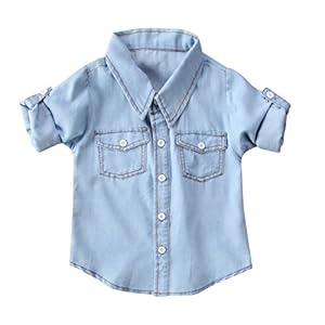 Fashion Kids Toddler Baby Boy Girl Adjustable Sleeve Button Down Denim Shirt www.denim.fit