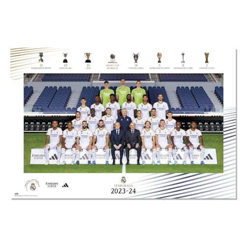 Grupo Erik: Póster Real Madrid | Póster Futbolistas Real Madrid 2023/2024, 61cm x 91,5cm, Poster Pared con Papel Brillo y Enmarcado, Póster Madrid