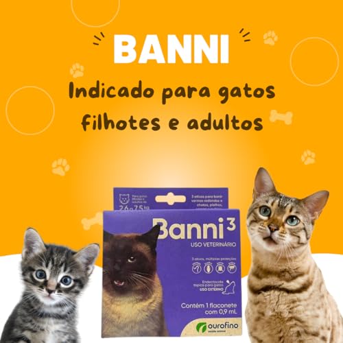 Kit 2 Banni3 Antipulgas Sarna Gatos Ourofino 2,6 A 7,5kg