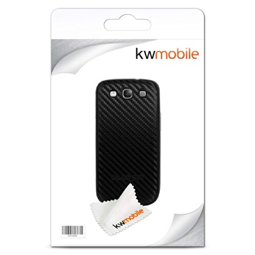 kwmobile Tapa para batería con Aspecto de Carbono para el Samsung Galaxy S3 / S3 Neo en Color Negro - complementa el diseño de su Samsung Galaxy S3 / S3 Neo