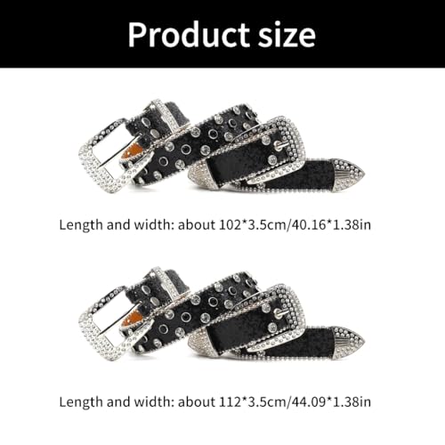 Ceinture en polyuréthane bleu crocodile 102C avec détails perles - 3